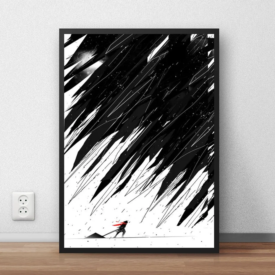 Abstract Inspirational Canvas Painting, Black Lightning Go Ahead, Simple Posters Prints for Living Room Pictures, Never Give Up