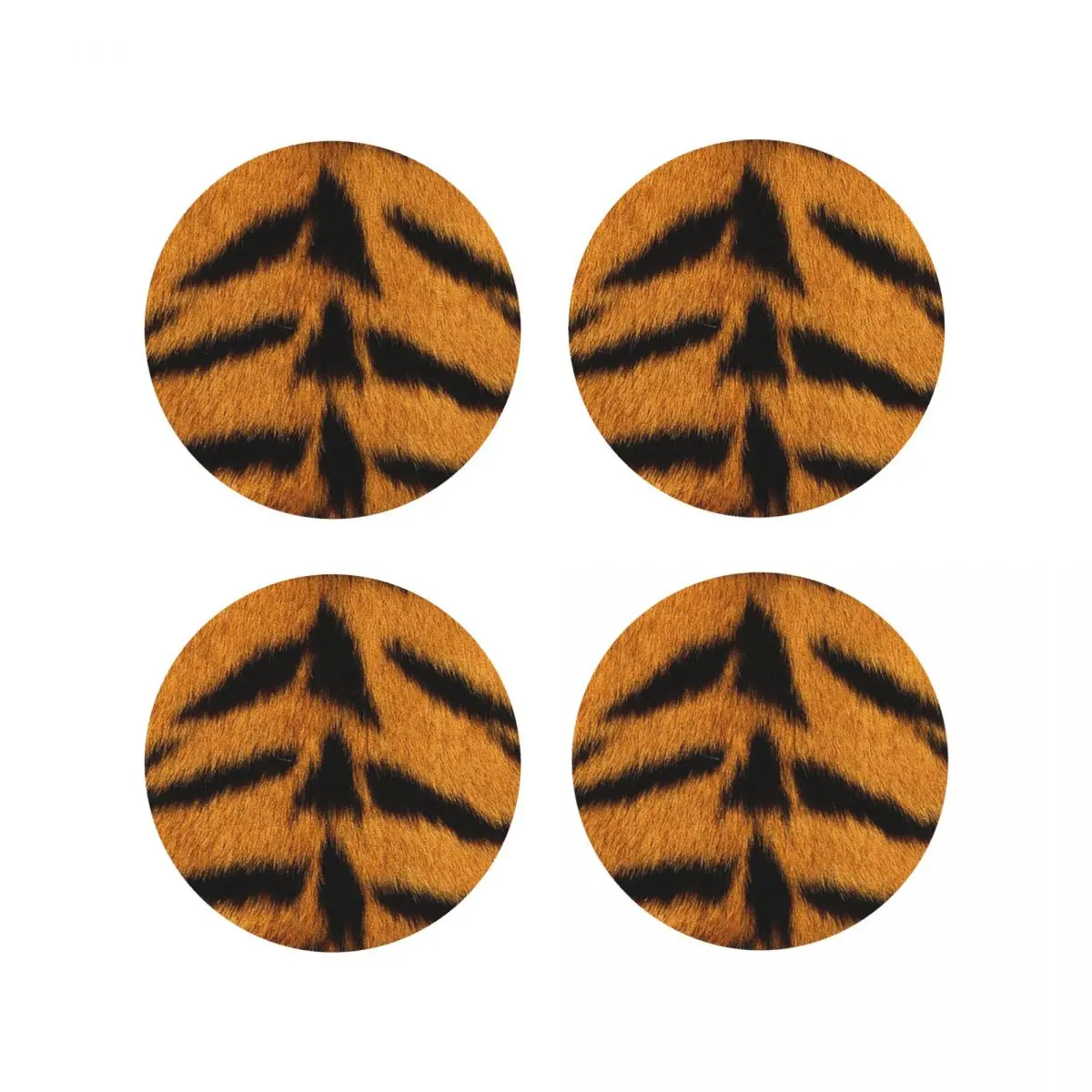 Tiger Skin Coasters Kitchen Placemats Non-slip Insulation Cup Coffee Mats For Decor Home Tableware Pads Set of 4