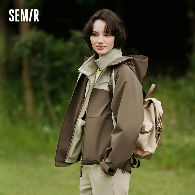 Semir Coat Women Rainproof Moisture Permeable Windproof Stain-Resistant Abrasion-Resistant Anti-Static Autumn Two-Piece Jacket