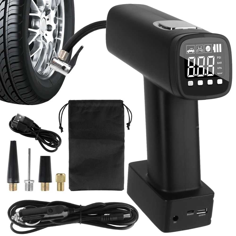 

Digital With LED Flashlight Tire Air Pump Portable Inflator Car Air Compressor 6000mAh 150PSI Tire Pressure Test