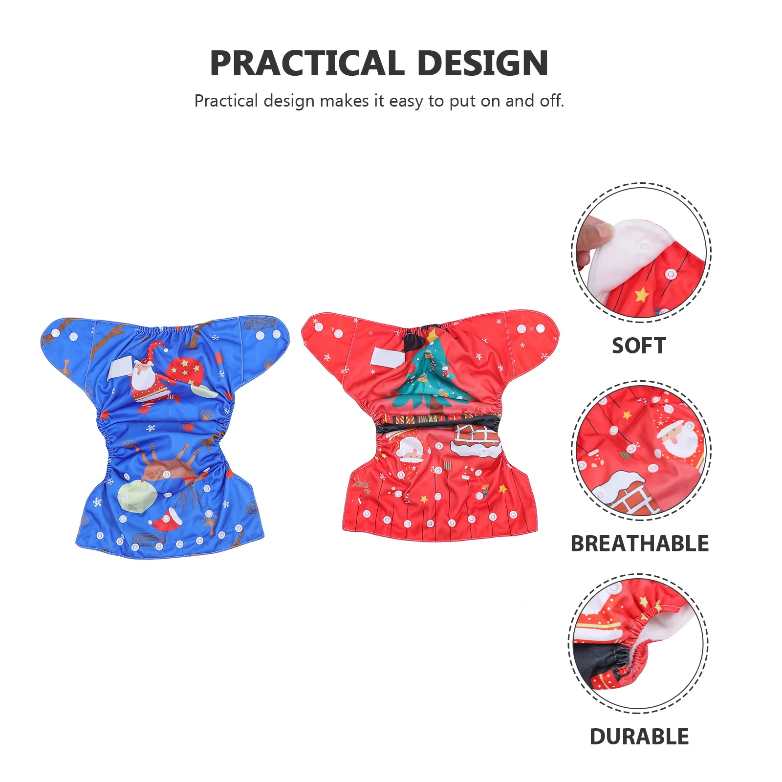 2 قطعة عيد الميلاد مقاوم للماء الطفل السراويل اضغط على زر غطاء حفاضات تنفس لحديثي الولادة قعادة سرير تدريب الملابس قابل للغسل #2