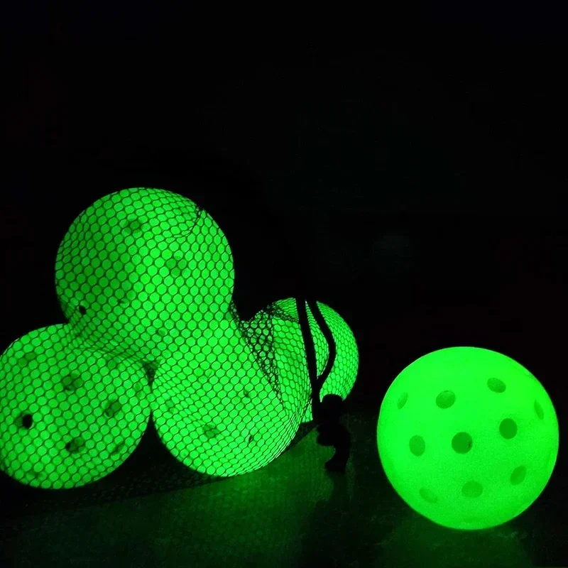 6Pcs Luminous Pickleball 74MM Night Light Green Ball 40 Holes for Night Play and Training Glowing In The Dark Colorful Golf Ball