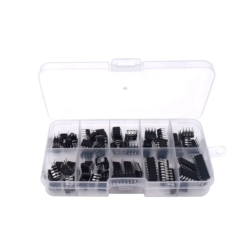 85PCS/lot IC Analog chip kit Box LM358 LM324 JRC4558 NE5532 LM386 TDA2030 TDA2822 LM393 UA741 LM339  Electronic components kit