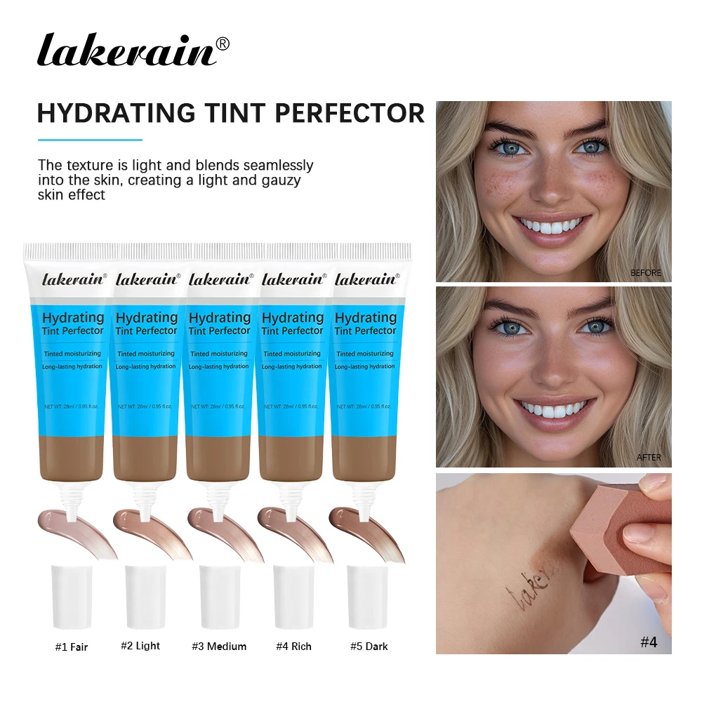 Lakerain fond de teint liquide crème hydratante légère teintée crème hydratante correcteur maquillage de Base pour le visage longue durée