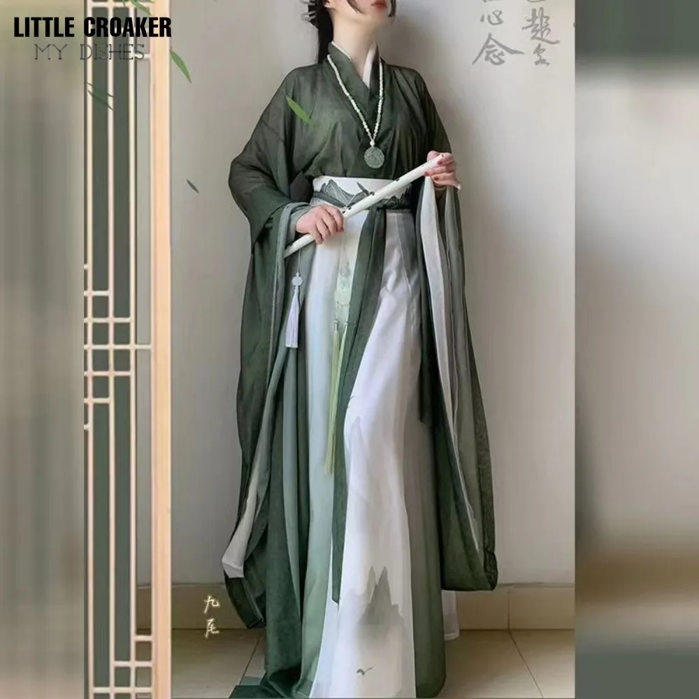 Hanfu Blouse + Bapo Skirt Chinese Traditional Cosplay Costume Ancient Han Dynasty Dress Spring Summer Green Hanfu Women