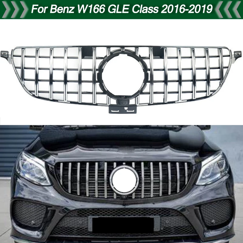 

Magickit GT Style Front Grille Fit For 2016-2019 Mercedes Benz W166 GLE350 GLE400 GLE43 Chorme with Black Racing Grills