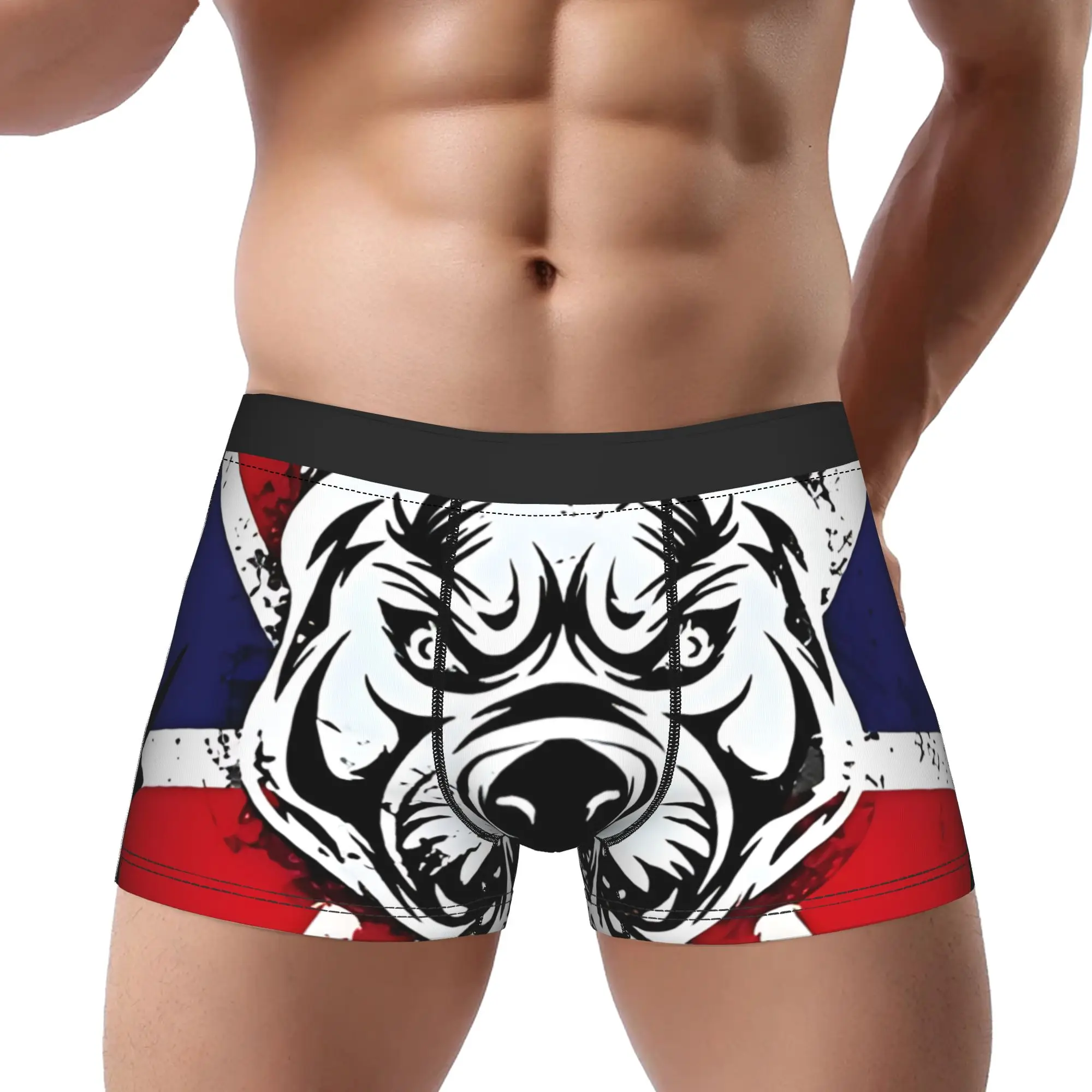 1piece  English Bulldog Puppy In London Underpants Homme Panties Male Underwear Ventilate Shorts