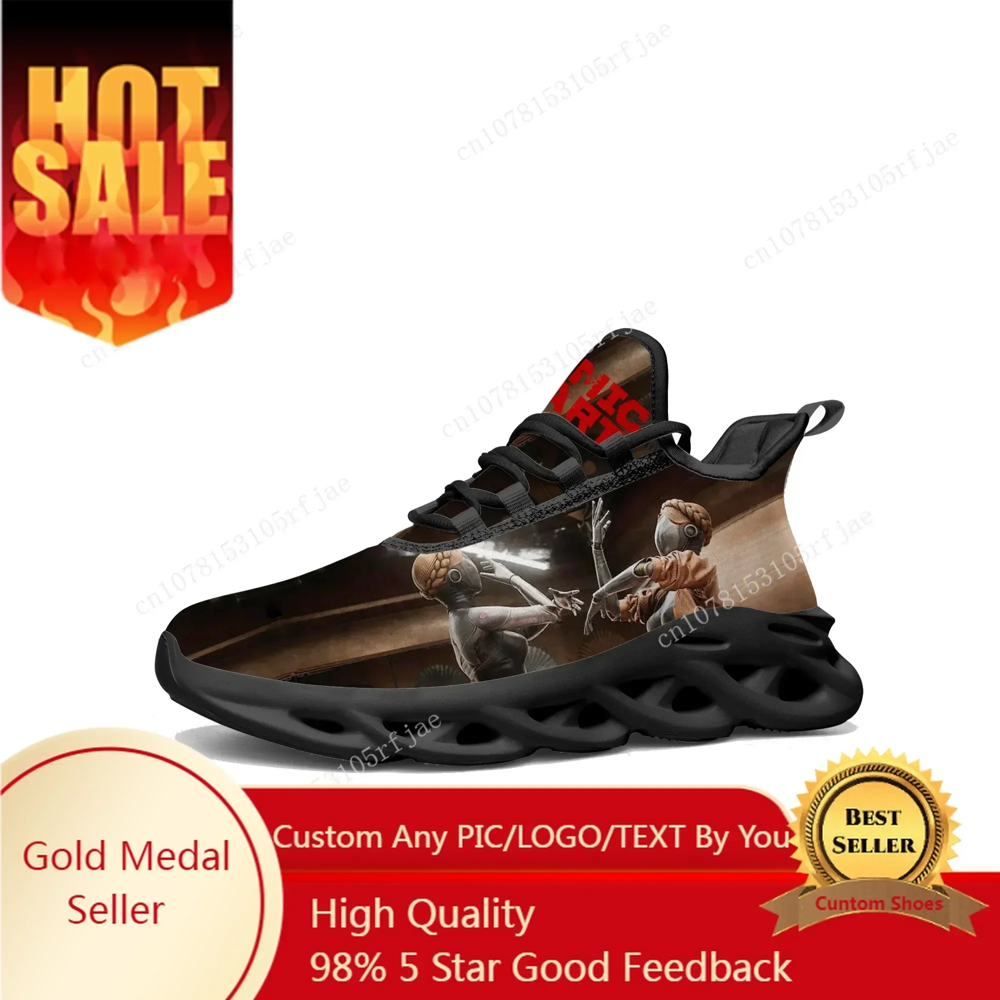 

Кроссовки Atomic Heart Flats в стиле мультфильмов, мужские и женские спортивные кроссовки для бега, модные туфли на шнуровке, изготовленные на заказ