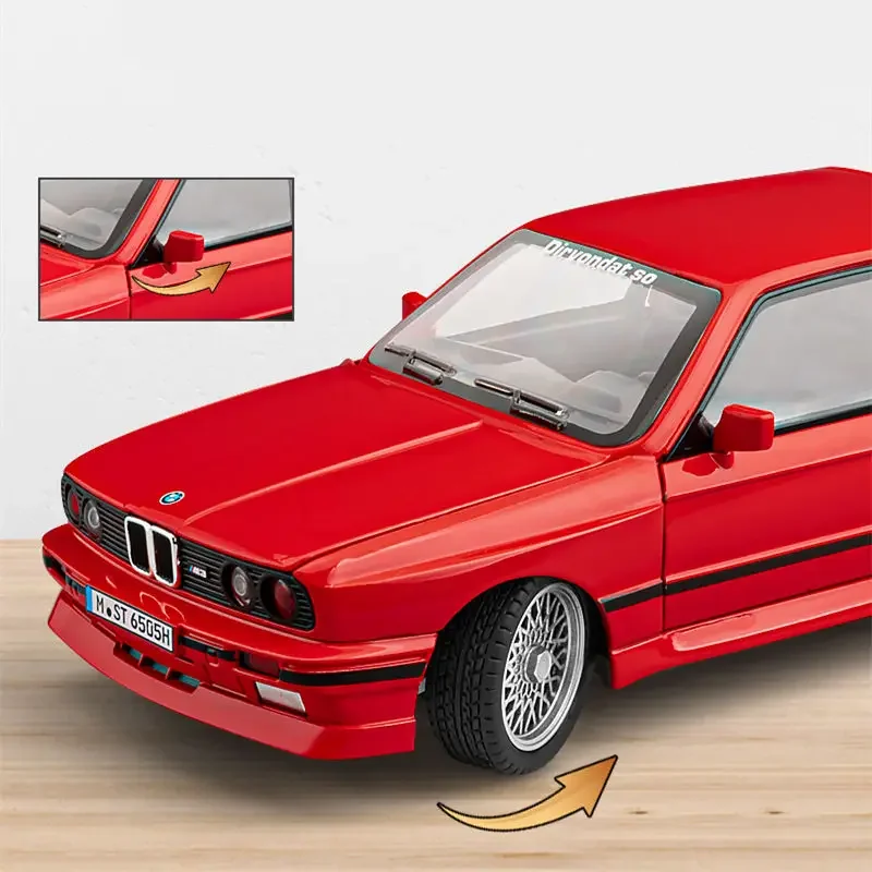 1:24 1988 BMW M3 E30 Alloy Sports Car Model Diecasts Metal Classic Car Vehicles Model Simulation Sound and Light Kids Toys Gifts