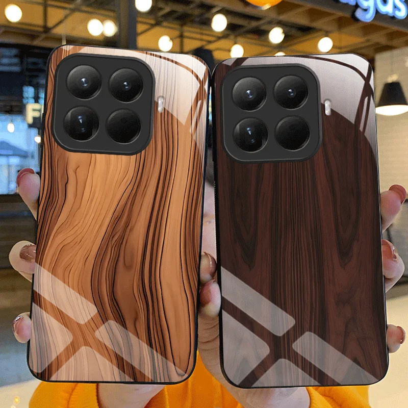 Coque en verre trempé rigide pour Xiaomi 17T Pro Mi 17T 5G, housse de protection avec motif de Texture en bois, coque arrière Fundas