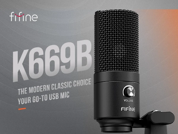 FIFINE Metal USB Condenser Microphone with Gain Knob,Newly Upgraded Detachable Dual-Joint Recording Mic for Laptop/PC-K669