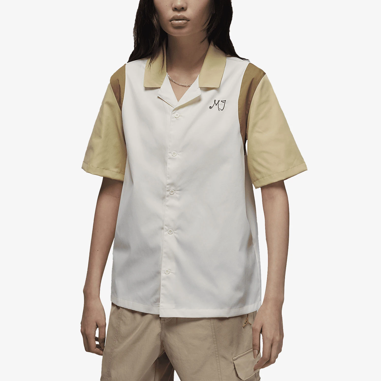 

Nike genuine JORDAN Women's Lapel Sport Breathable Patchwork Short Sleeve DZ3341-133