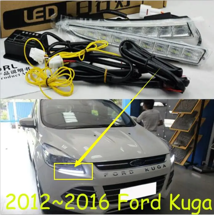 

Автомобильный бампер, фара для ford kuga, дневной свет, фонарь 2012 ~ 2016y DRL, автомобильные аксессуары, фонарь для kuga, противотуманная модель