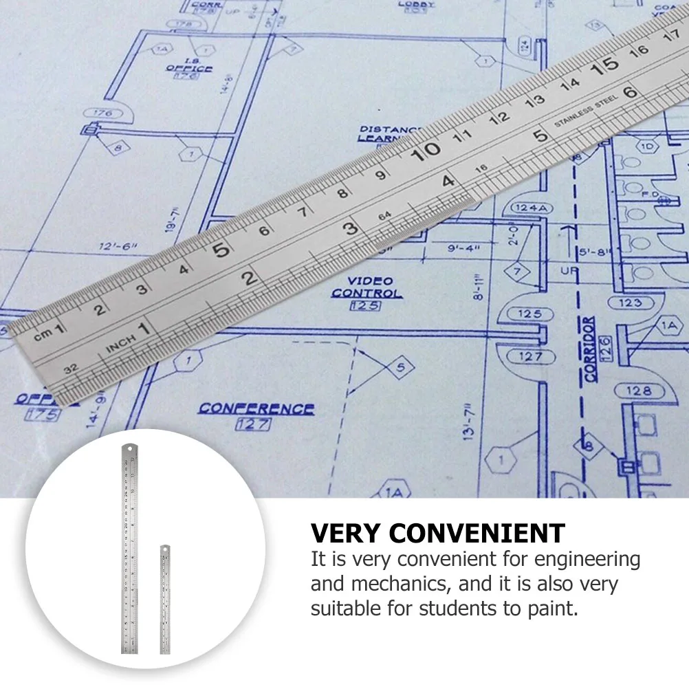 

2Pcs StainlessSteelRuler 15cm30cm DoubleSided MeasuringRuler Straight Drawing OfficeSchool Engineering Instruments