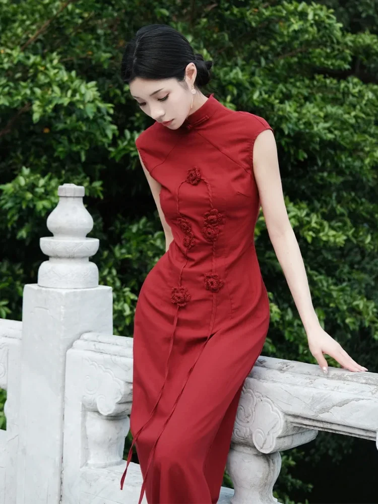 

Ele High-Waist Red Evening Dr New Chinese Sle Reformed Wedding Dr for Engagement Par Performance