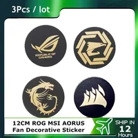3Pcs/lot, PC Case 12CM Metal Sticker ROG MSI AORUS Decorative Sticker For Label Gold-plated Cooling 120/140mm Fan