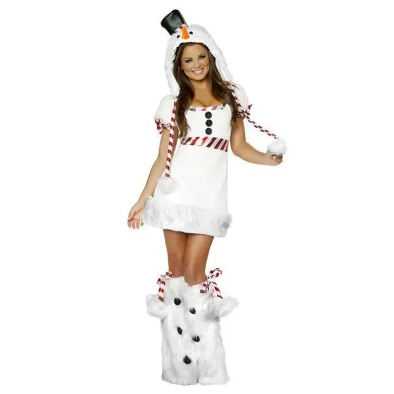 Christmas Miss Snowman Fancy Dress Xmas Party Santa Claus Set Xmas Party Sexy Snow White Penguin Outfit Full Set Cosplay Costume