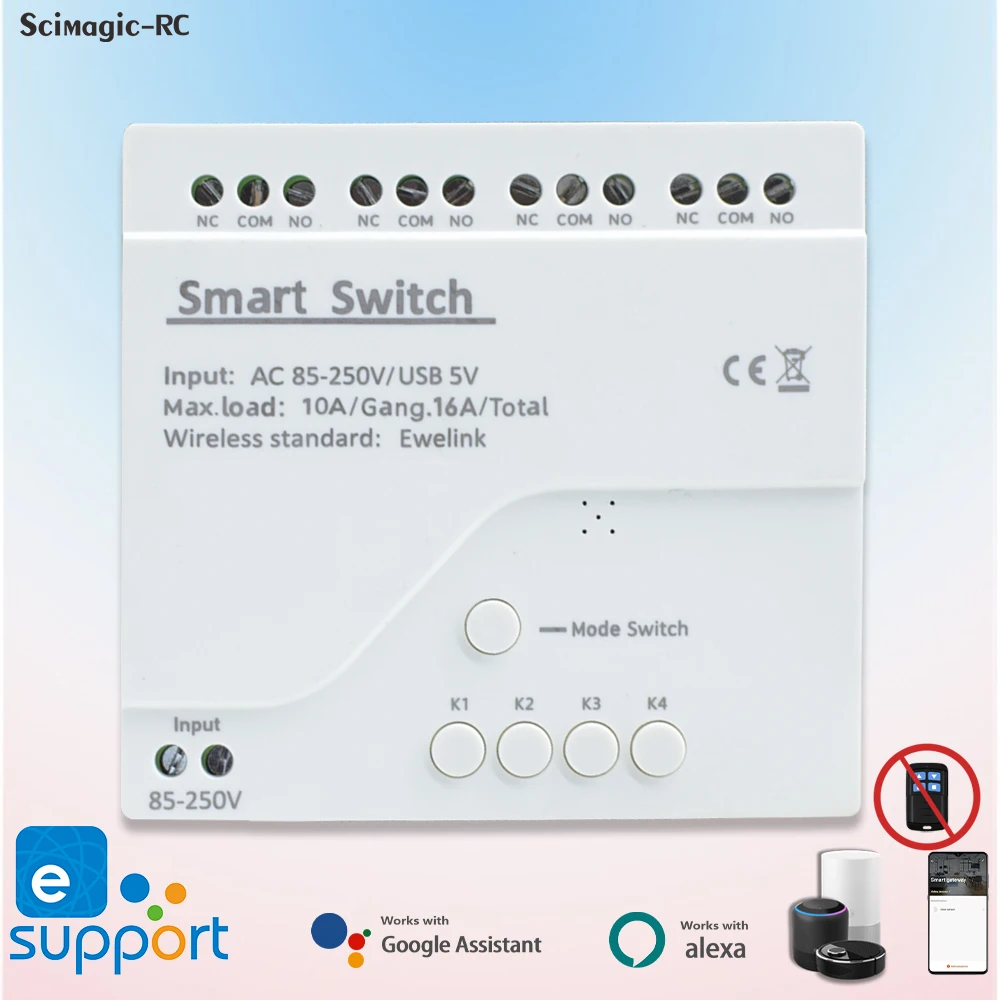 Smart APP Controller Switch Wifi Relay 1/2/4 Channel Automation Module Work With Ewelink APP Alexa Google Home