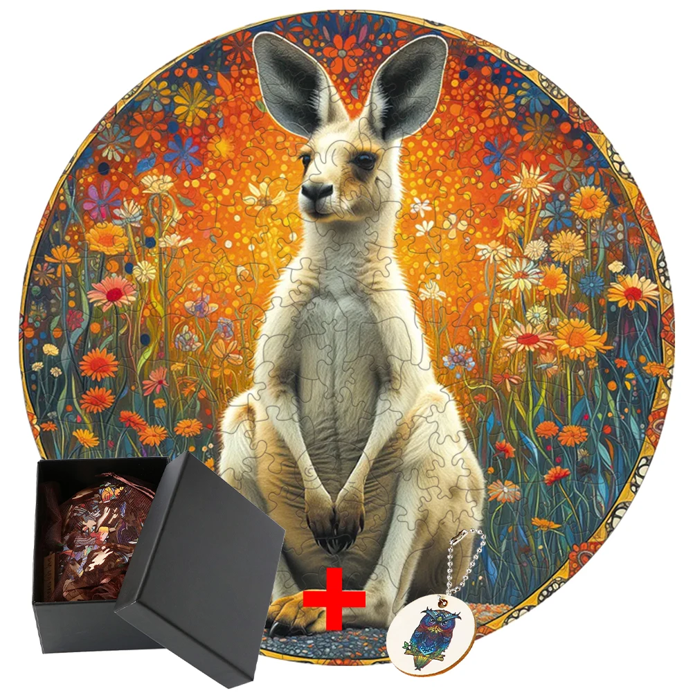 Kangaroo Jigsaw Wooden Puzzle Adults Animal Puzzle Toys Educational Baby Board Games for the Whole Family Intelligence Puzzles