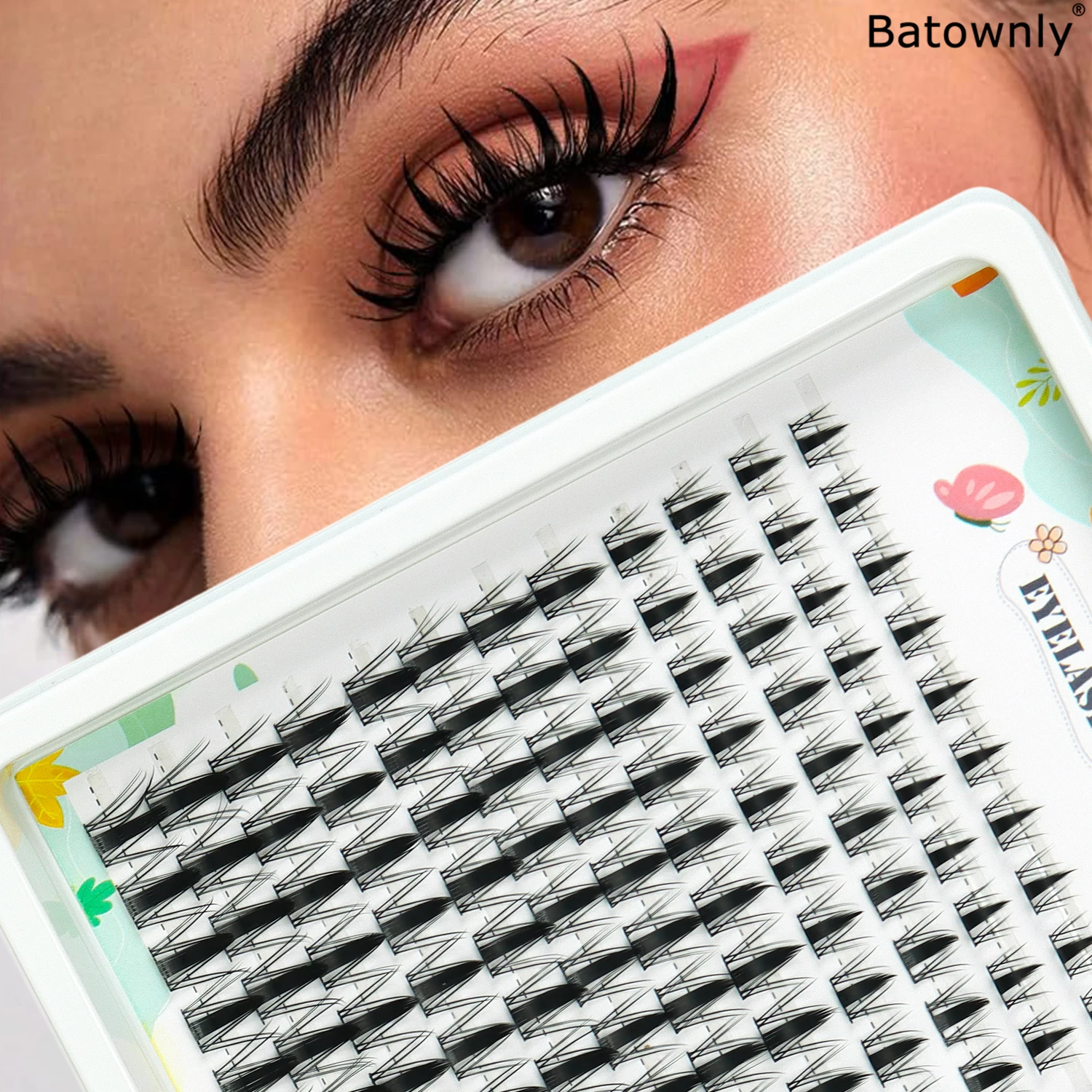 Fairy Lash Clusters Natural Look Manga Eyelash Clusters Wispy D-Curly Cluster Eyelash Extensions 120 Pcs 8-16MM