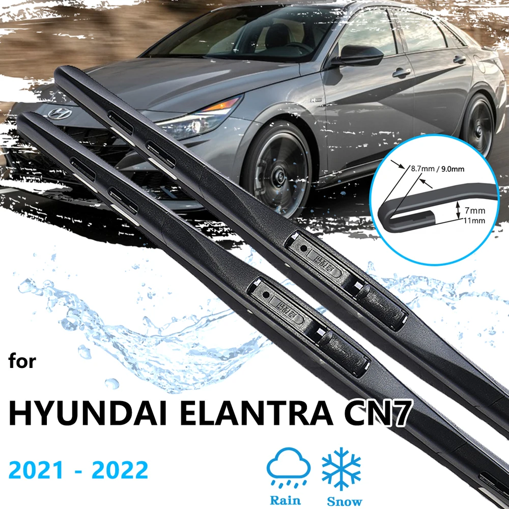 For Hyundai Elantra Avante i30 Sedan CN7 2021 2022  Wiper Blades Rubber Windows Windscreen Windshield Auto Cleaning Replacement