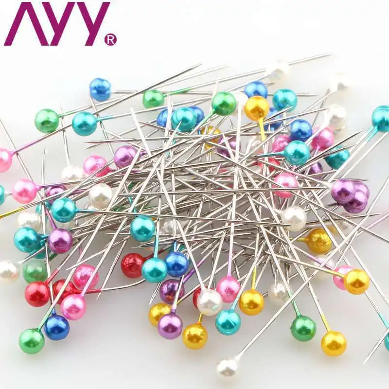 Colorful Round Pearl Head Needles Stitch Straight Push Sewing Pins For Dressmaking DIY Sewing Tools Positioning