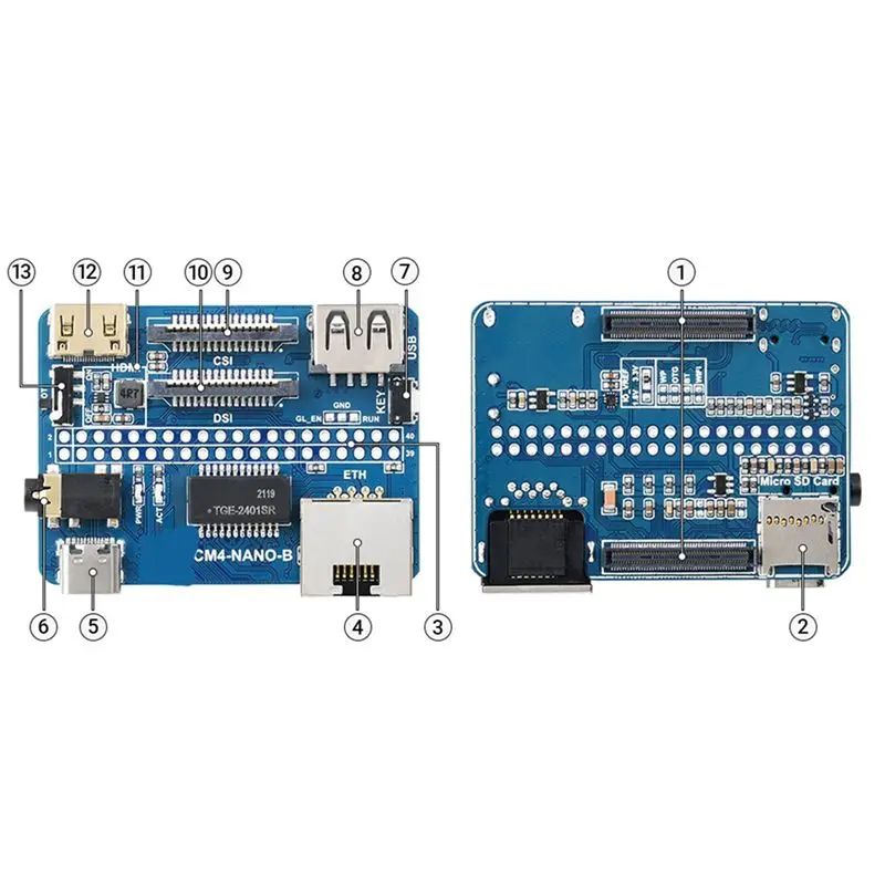 QWE-3X 5V Mini CM4 Ethernet Carrier Board For Raspi RPI Raspberry Pi Compute Module 4 Lite EMMC IO USB Expansion Board