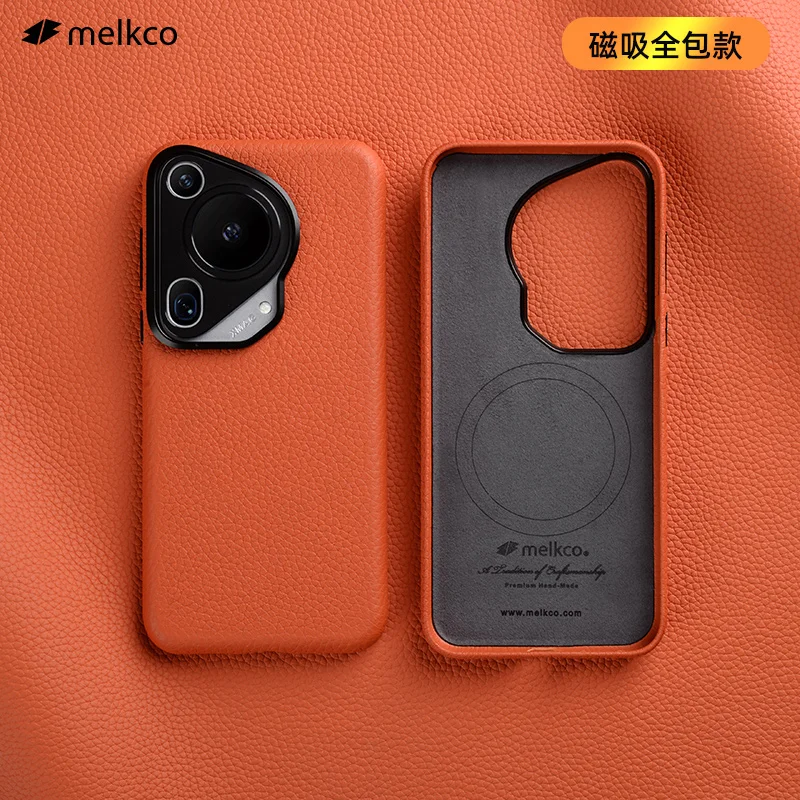 

For HUAWEI Pura 70 Pro+ 70 Ultra Pro Melkco Magnetic Phone Cover Cowhide Genuine Premium Leather Case Metal Ring Lens Protection