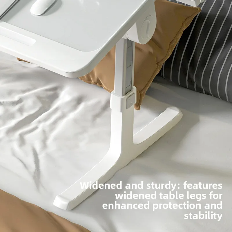 Folding Laptop Bed Desk with Height and Angle Adjustment, Sliding Sled Style Legs, Large Tabletop, USB Fan, Reading Lamp