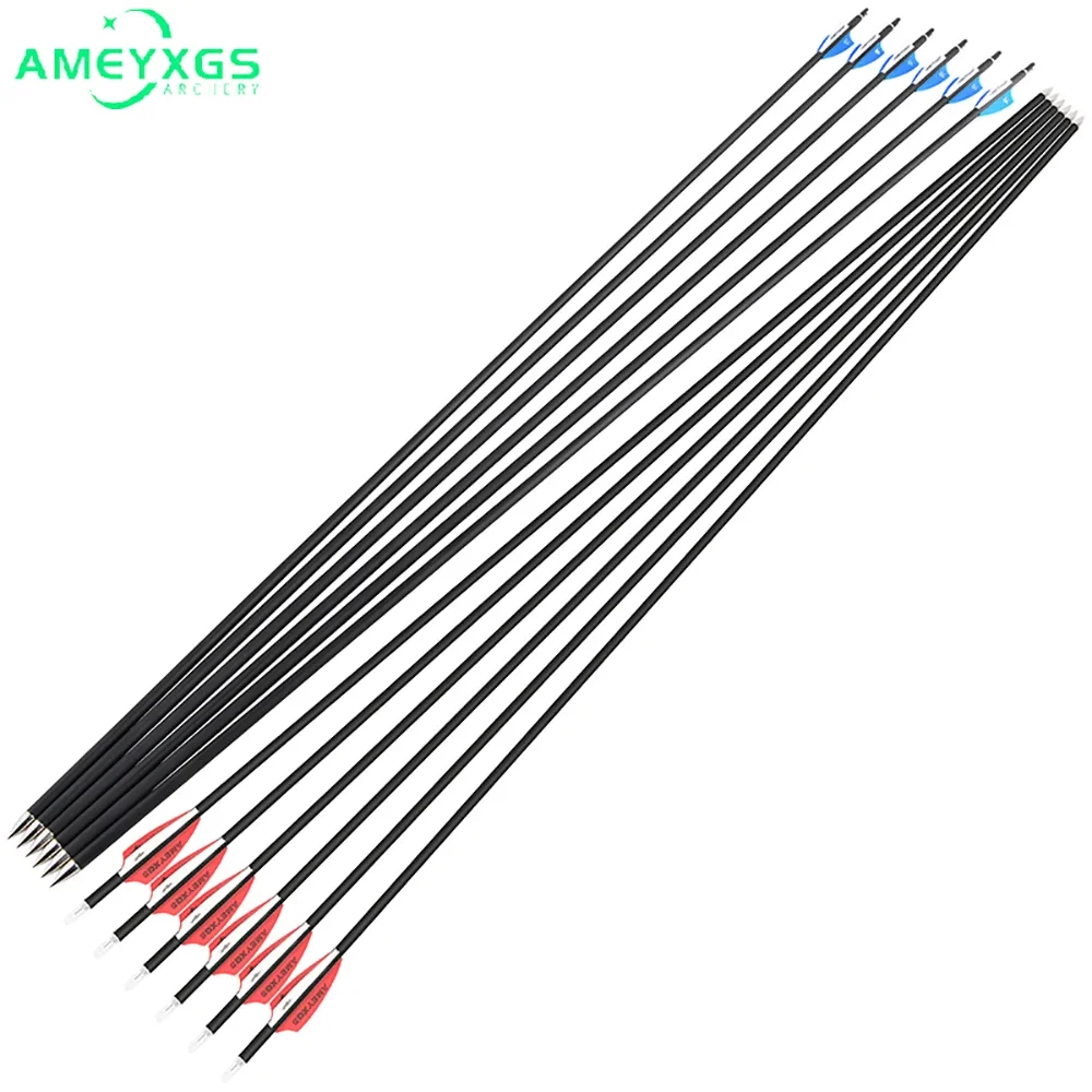 

Archery 6/12pcs Bow Arrows Mixed Carbon Arrow Spine 1000 ID 6mm ID 4.2mm for Compound Recurve Bow Shooting Hunting Accessories