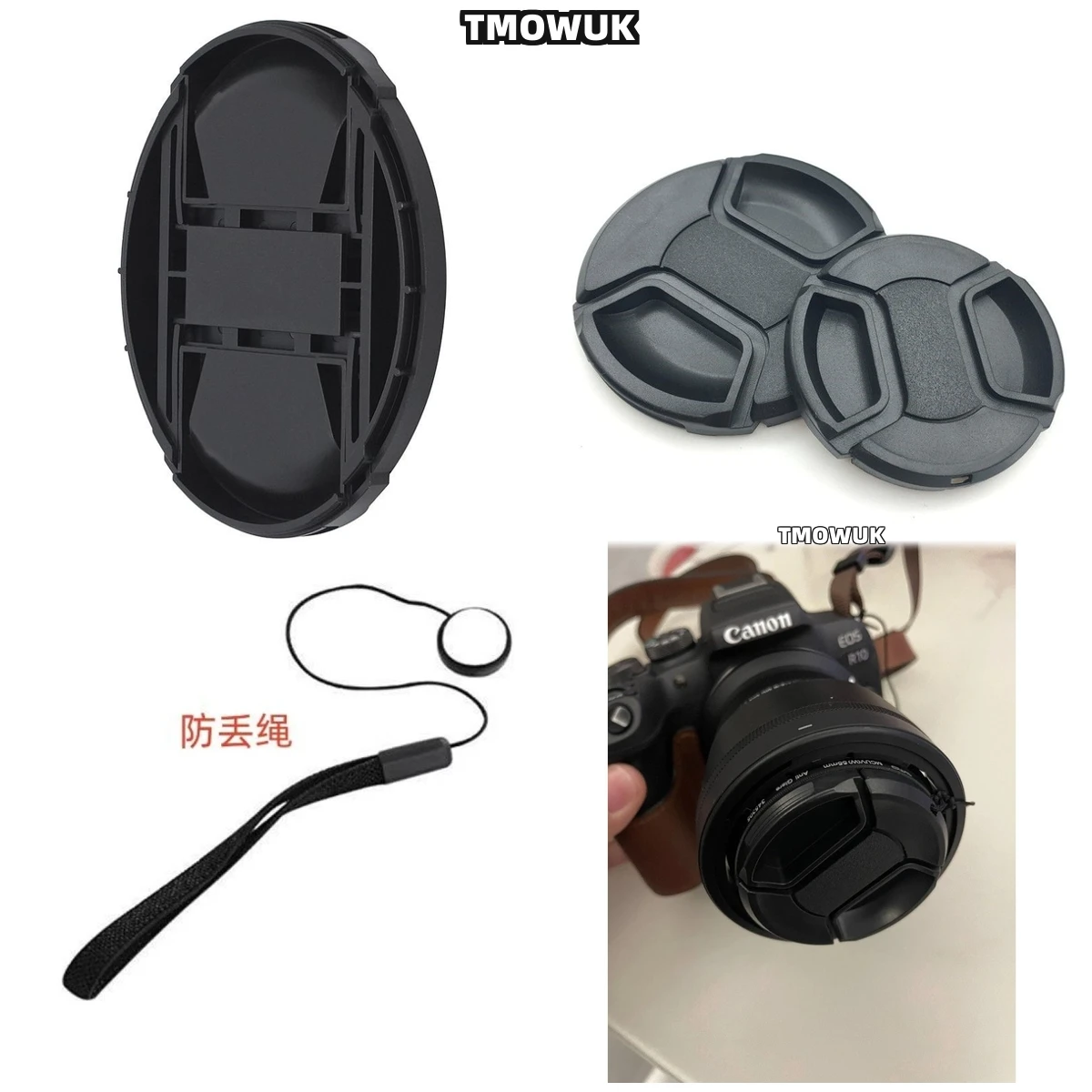 

For Canon EOS R50 V 1D 10D 80D 100D M5 Rebel T4i 550D Camera Lens Cap Protective Cover Center Pinch Snap-on 49mm 52 55 58 62 67