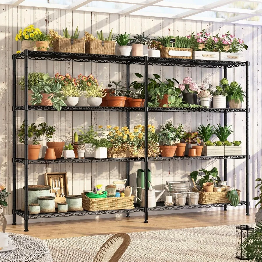 70W 금속 선반 보관 선반 4단 와이어 선반 유닛 하중 1240LBS 금속 선반 보관용 조절 가능한 선반 랙