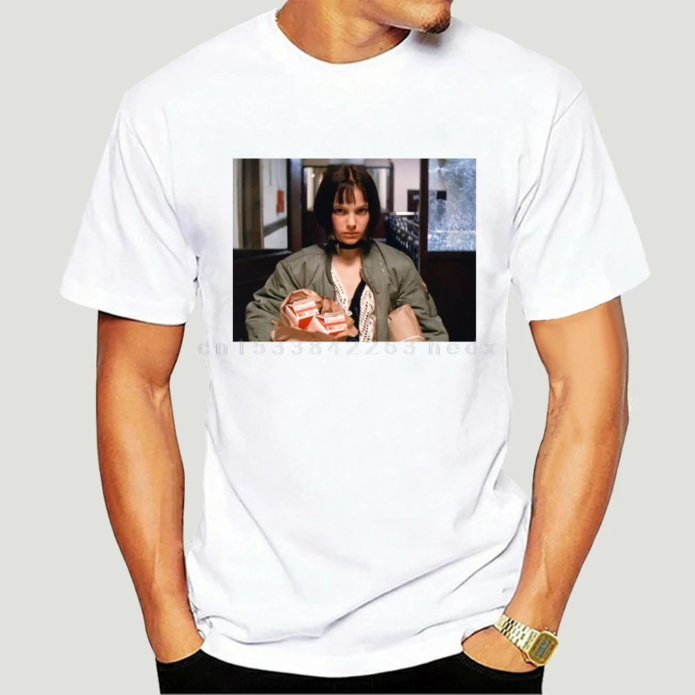 Men T-shirt Leon The Professional Cotton Tee Shirts Short Sleeve Mathilda Movie Natalie Luc Besson Round Collar