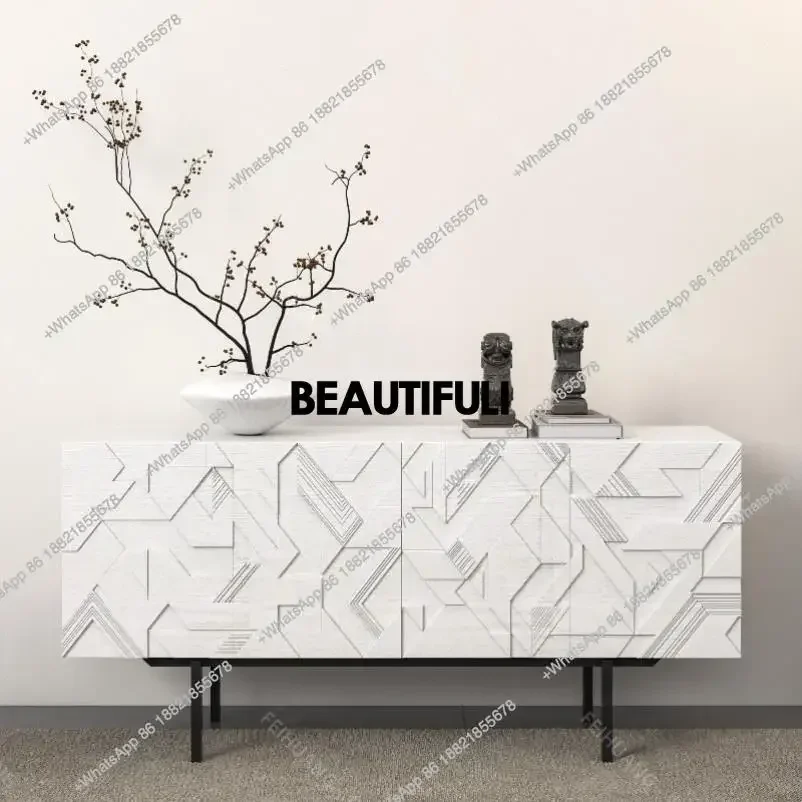 

ZIndustrial dining side cabinet, static wind solid wood locker, living room decorative cabinet