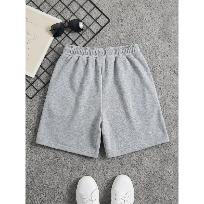 Casual sports knit shorts with pocket elastic waistband, suitable for outdoor activities in spring, summer, autumn, winter