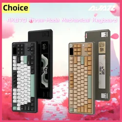 AJAZZ AK870 Mechanical Keyboard TKL 87Key MOA Keycap GASKET Structure Full-Key Hot-Swappable RGB Type-C/2.4G/BT5.1 Tri-Mode Link