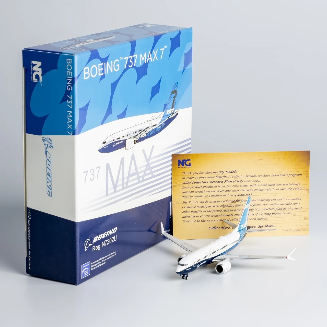 87005 Legierung Sammlerflugzeug Geschenk NG Modell 1:400 Boeing B737 MAX 7" House Color" Druckgussflugzeug Jet Modell N7202U