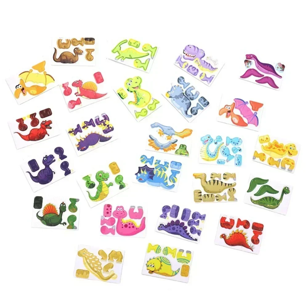 10pcs/bag Cartoon 3D Puzzle Cute Mini Paper Dinosaur Tiger Butterfly Plane Toy Birthday Party Favors Children Accessories Gifts