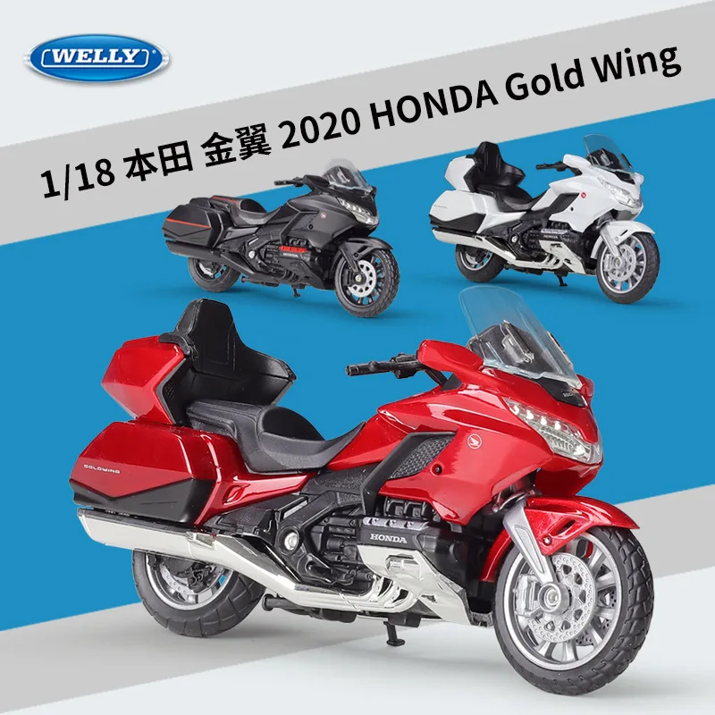 WELLY 1:18 2020 HONDA GOLD WING Alloy Motorcycle Model High Simulation Metal Travel Motorcycle Model Collection kids Gifts B734