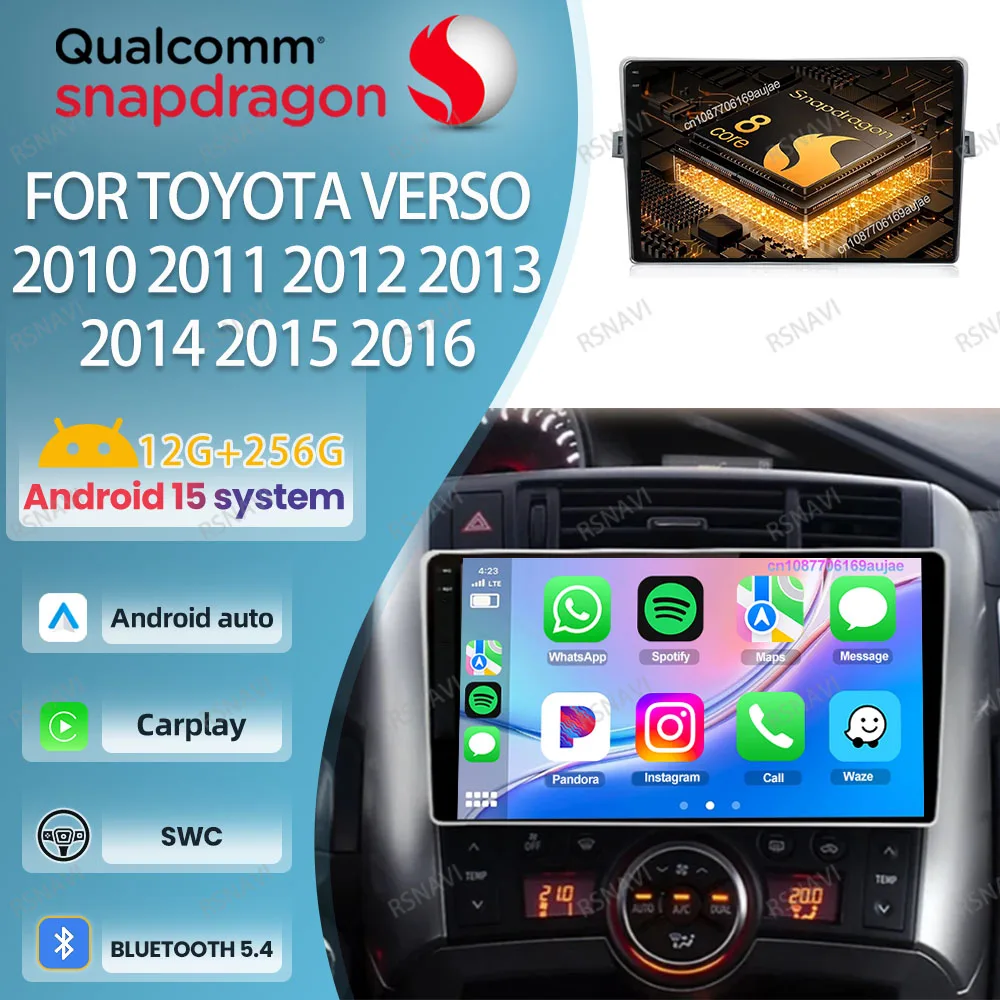 Android 15 Radio del coche para Toyota Verso 2010 2011 2012 2013 2014 2015 2016 500x Korando Sports Dacia Duster Tsuru Bobcat 4runner