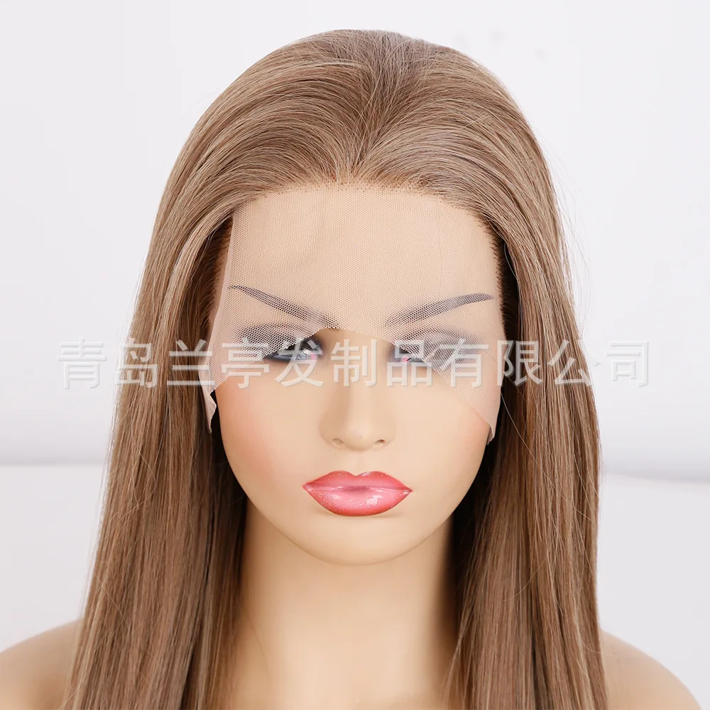 Long Straight Ombre Synthetic Lace Front Wig for Women, Fashion Cosplay Party Fiber Hair Wigs, Heat Resistant, Natural Hairline,