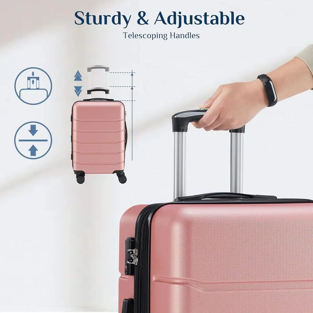20 Expandable Hard Shell Suitcase with TSA Lock, Lightweight ABS, Double Spinner Wheels, Pink