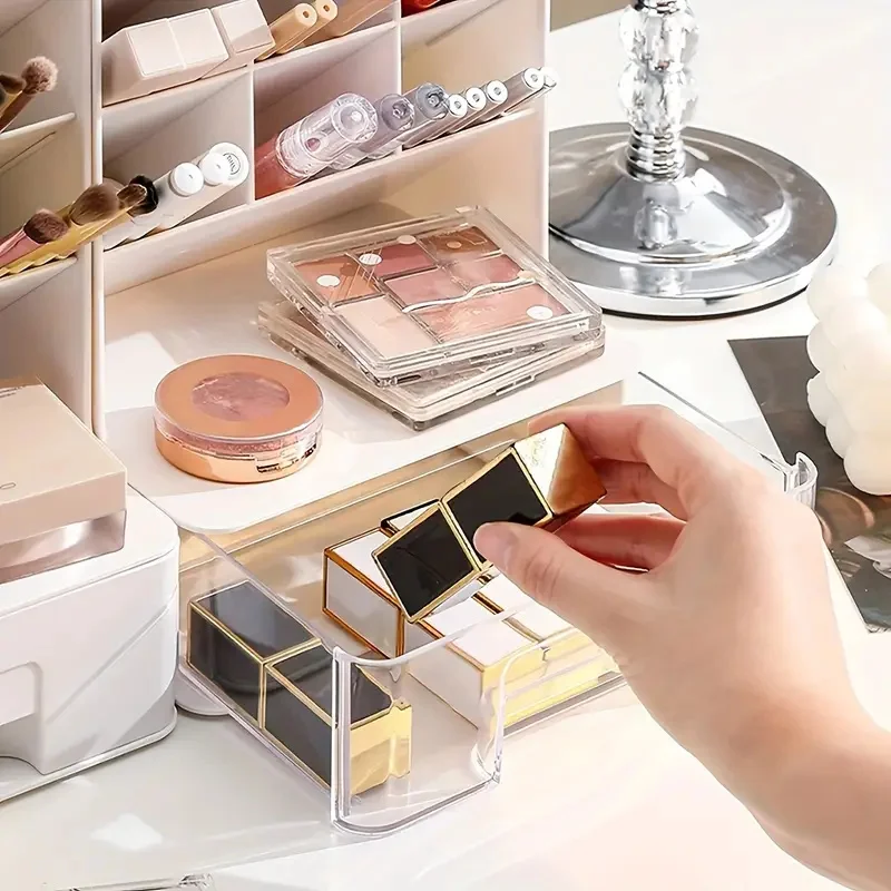 Organizzatore di strumenti cosmetici di grande capacità con cassetti Scatola portaoggetti obliqua per pennelli per trucco per riporre pennelli Rossetti Ombretti