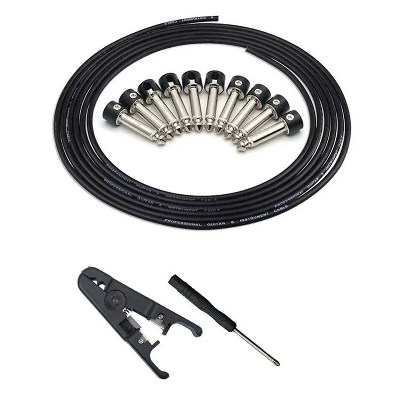Y434A HOT  Solderless Connectors Design Guitar Cable Diy Guitar Pedal Patch Cable Kit
