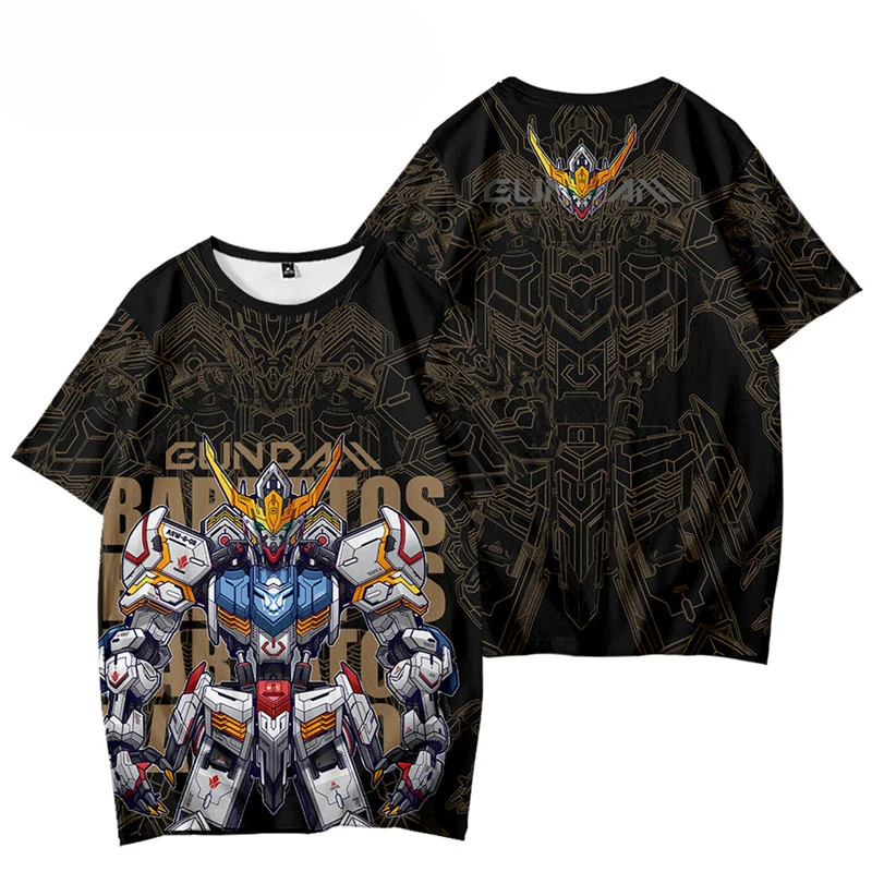 Bandai Summer New Hot Selling Gundam T-shirt Short Sleeved Youth Anime Loose and Comfortable Sports Top Family Matching