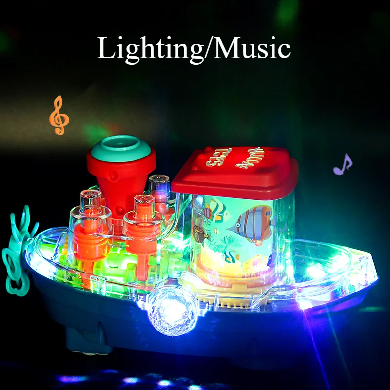 Electric Transparent Gear Excavator Toy Car Music Lighting Dinosaur  Robot Mermaid Swan Boys Girls Birthday Christmas Gift