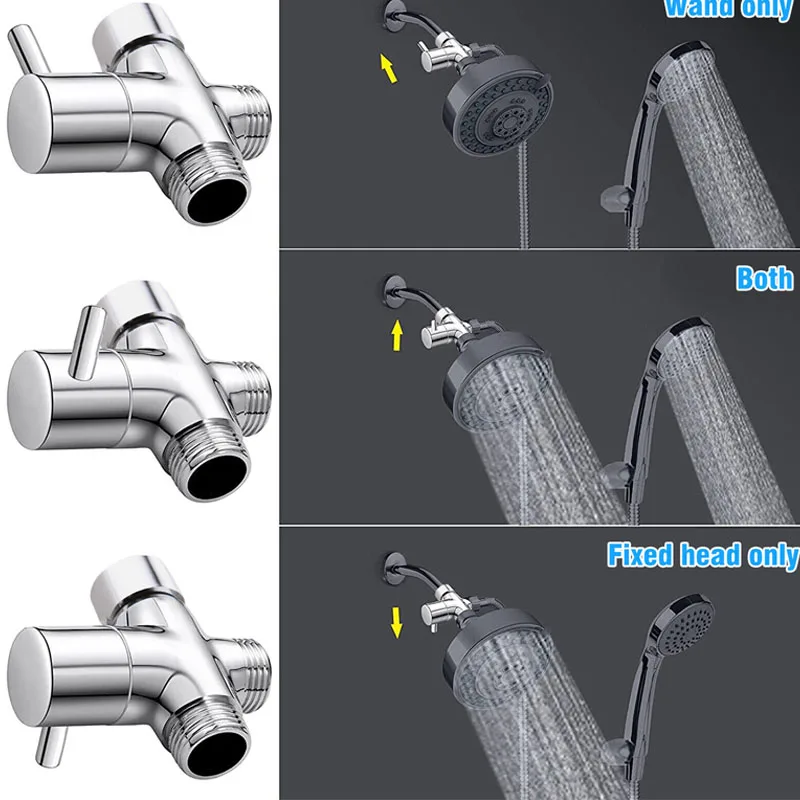Válvula do desviador do chuveiro para o banheiro, Interruptor torneira, Conector da torneira do chuveiro, Divisor de água, Acessórios do banheiro