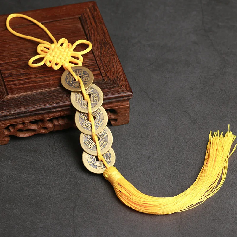 كشك رائجة البيع النحاس النقي الصينية عقدة تشينغ سلالة خمسة الإمبراطور العملات العتيقة العملات النحاسية القديمة فنغ شوي أثناء حقيبة الظهر الآمنة C