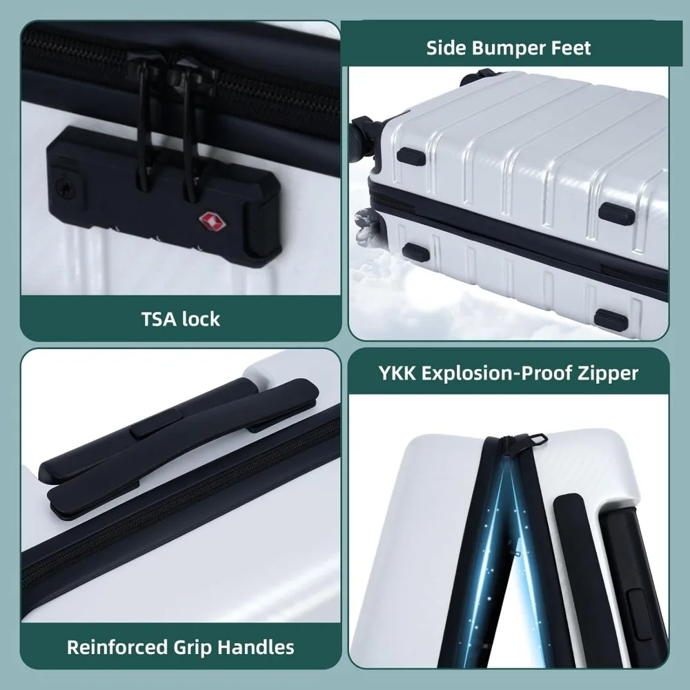 حقيبة دوارة مزدوجة خفيفة الوزن مقاس 22 × 14 × 9 معتمدة من شركة الطيران بقفل TSA YKK بغطاء صلب بسحاب حقيبة حمل للأمتعة للسفر