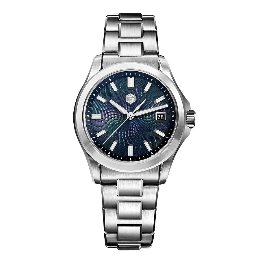 San Martin 39mm Guilloche MOP Dial Gada Watch Miyota 9015 Luxury Men's Automatic Mechanical Watches 10 ATM Reloj SN0150